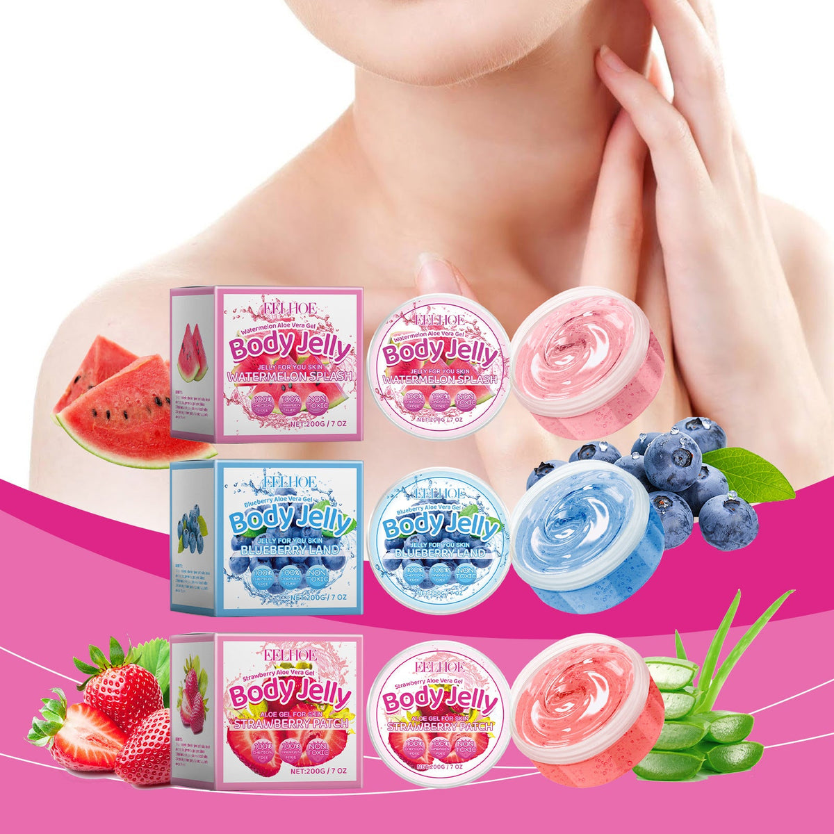 Aloe Vera Body Gel with Fruit Extracts, 200g Jar