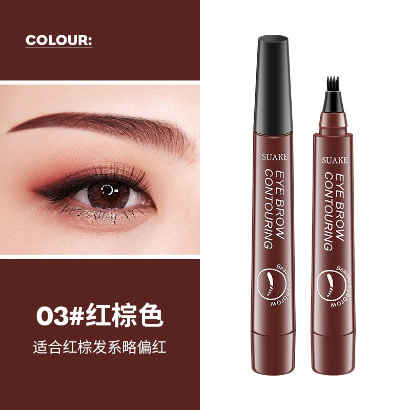 Four-Prong Eyebrow Pen for Natural, Waterproof Brows