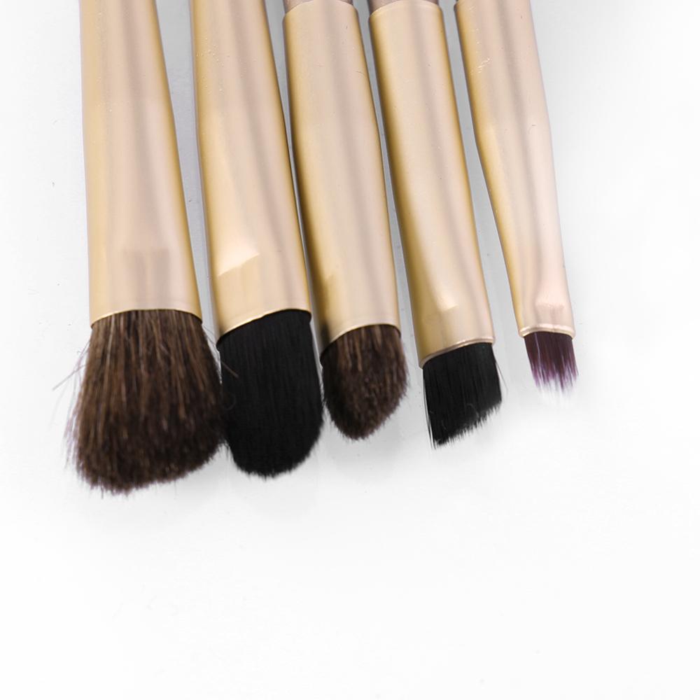 Eye Makeup Brush Set — 5 Precision Brushes in Luxe Gold Tube
