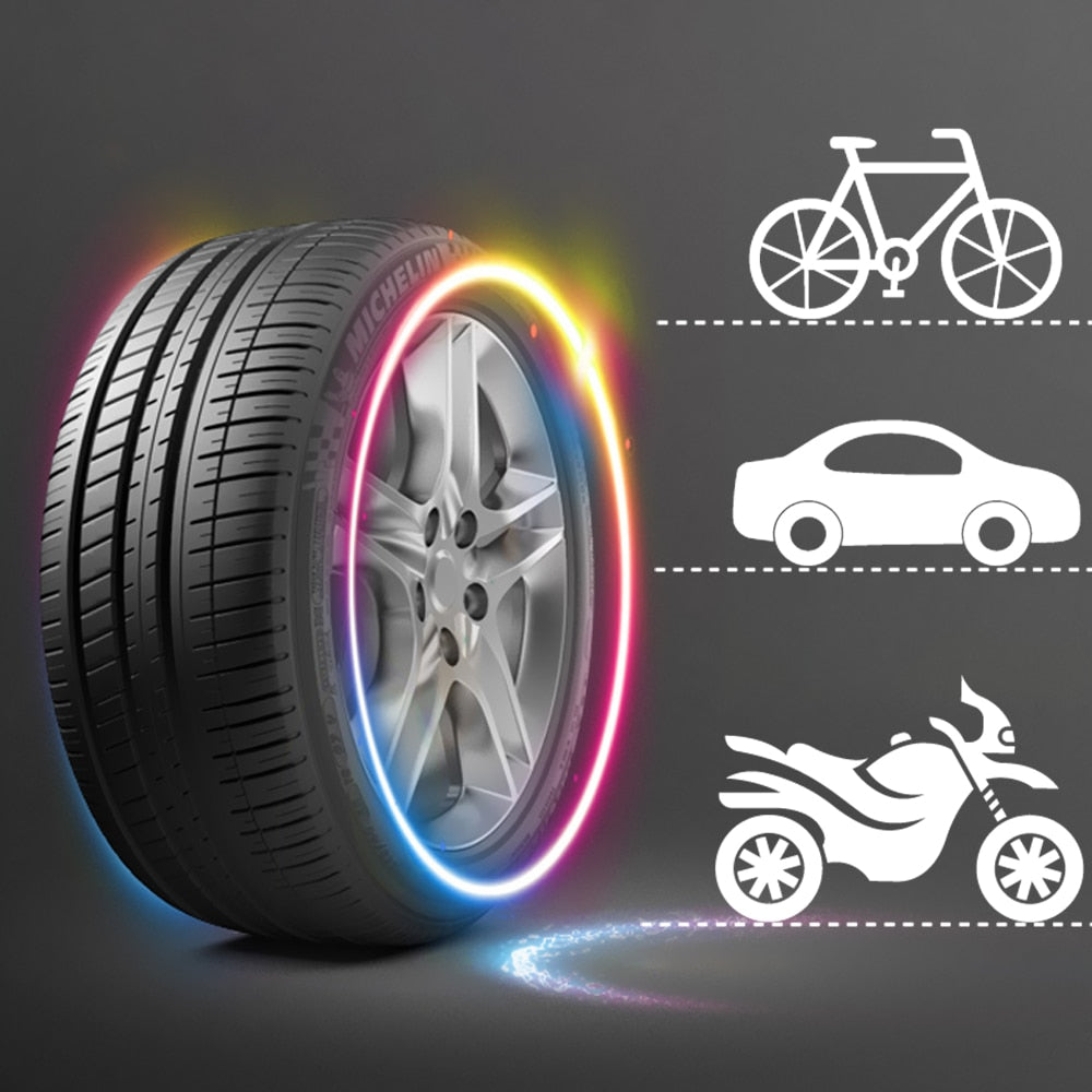 LED Tire Valve Cap Lights — Glowing Wheel Effect
