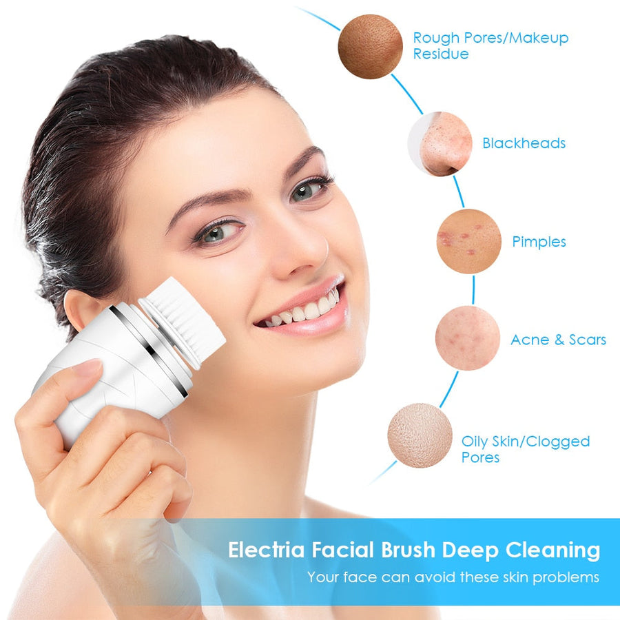 3-in-1 Facial Cleansing Brush for Gentle Deep Cleaning