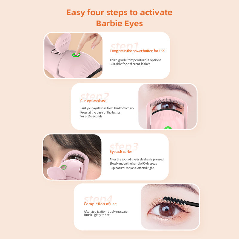 Electric Eyelash Curler — 3‑Temp Rechargeable, Memory, Compact