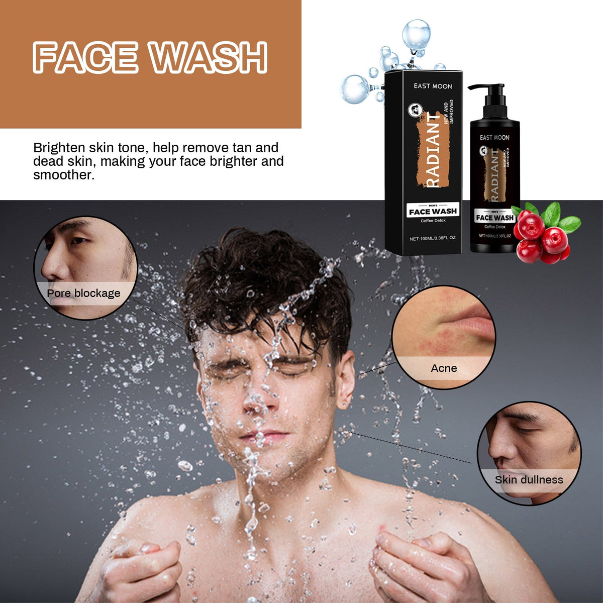 Men's Coffee Detox Face Wash for Deep Pore Cleansing