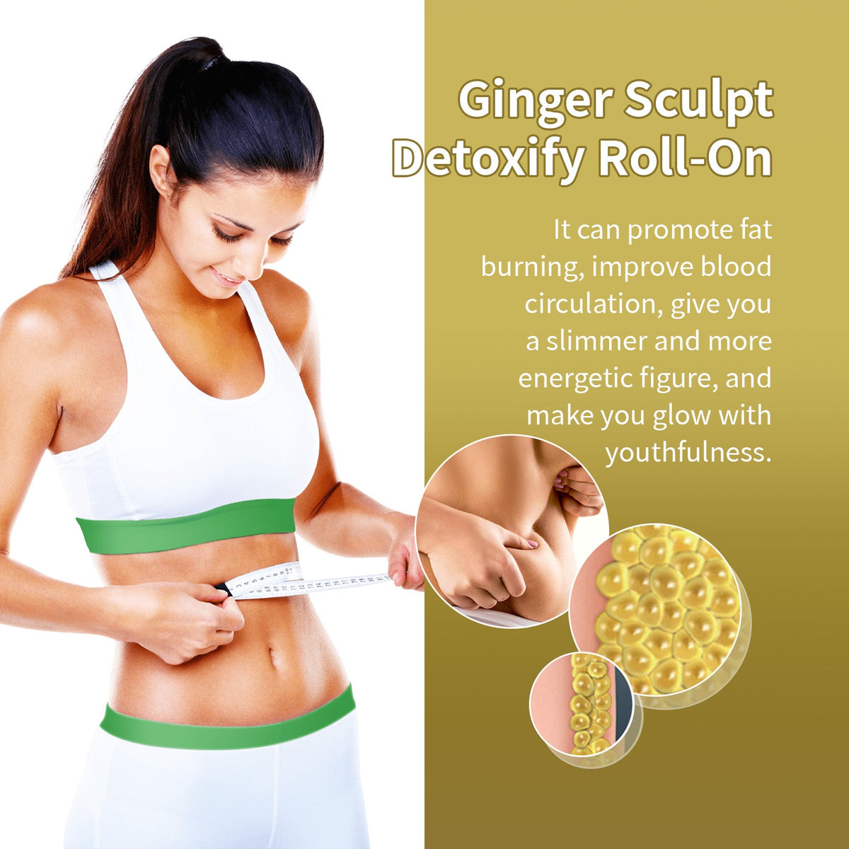 Ginger Sculpt Detoxify Roll-On, Ball Body Massage Moisturizi
