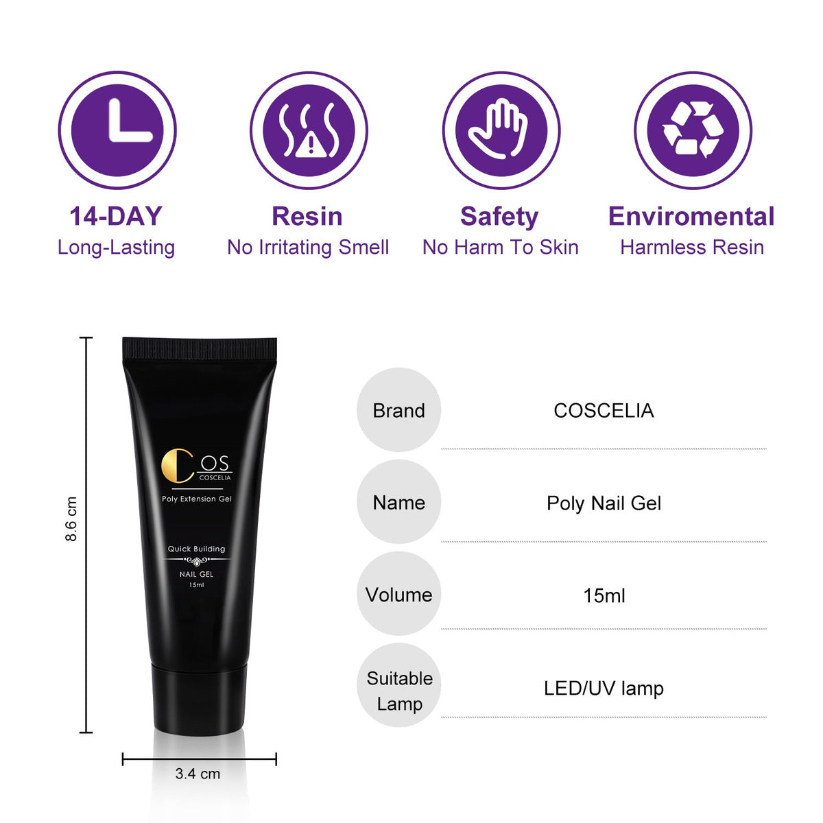 6-Color Nail Extension Gel — Temperature-Change, Painless