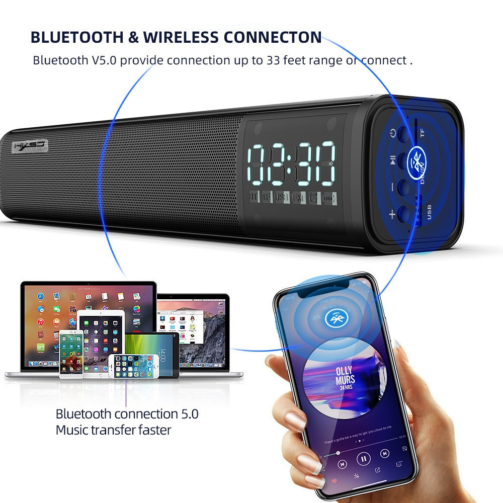 Bluetooth Speaker with Clock — 10W Stereo Sound & TWS Pairing