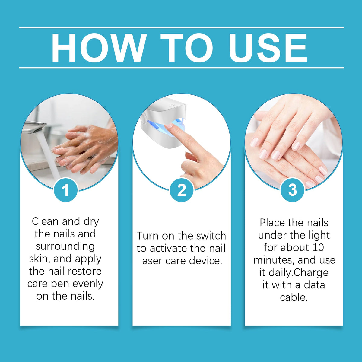Nail Care Pen Set With Brightening Laser Device