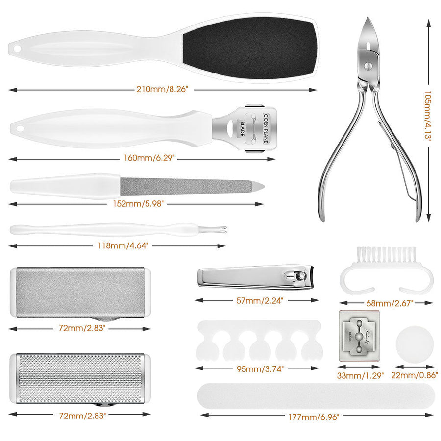 Foot Callus Remover Kit - 22 Piece Professional Pedicure Tools