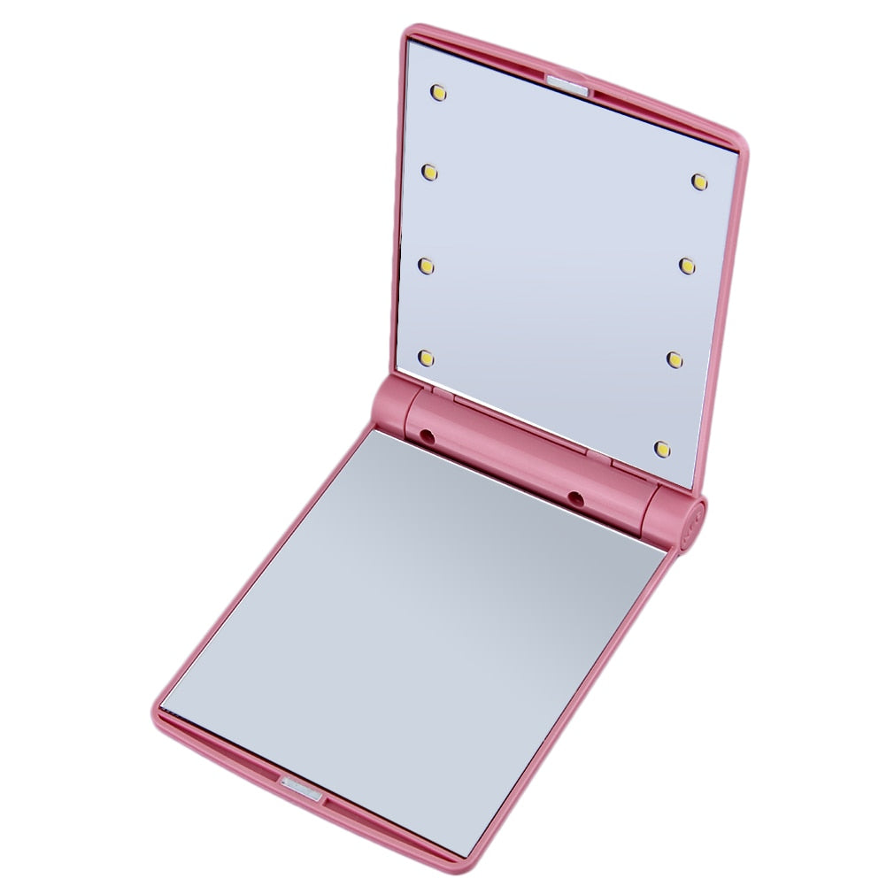8-LED Compact Folding Mirror – Flawless Makeup Anywhere