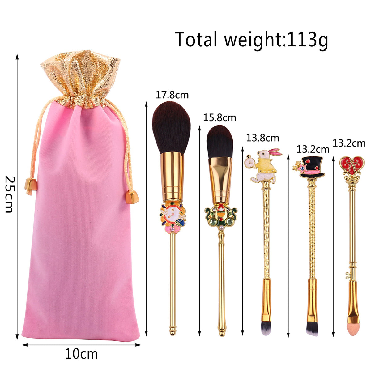 Makeup Brush Set – 5‑Pc Wonderland Character Brushes Magical