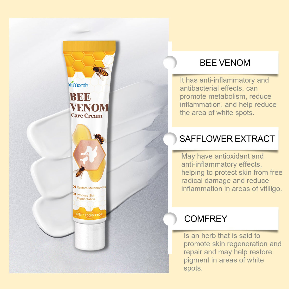 Bee Venom Cream for Visible Skin Tone Discoloration Care