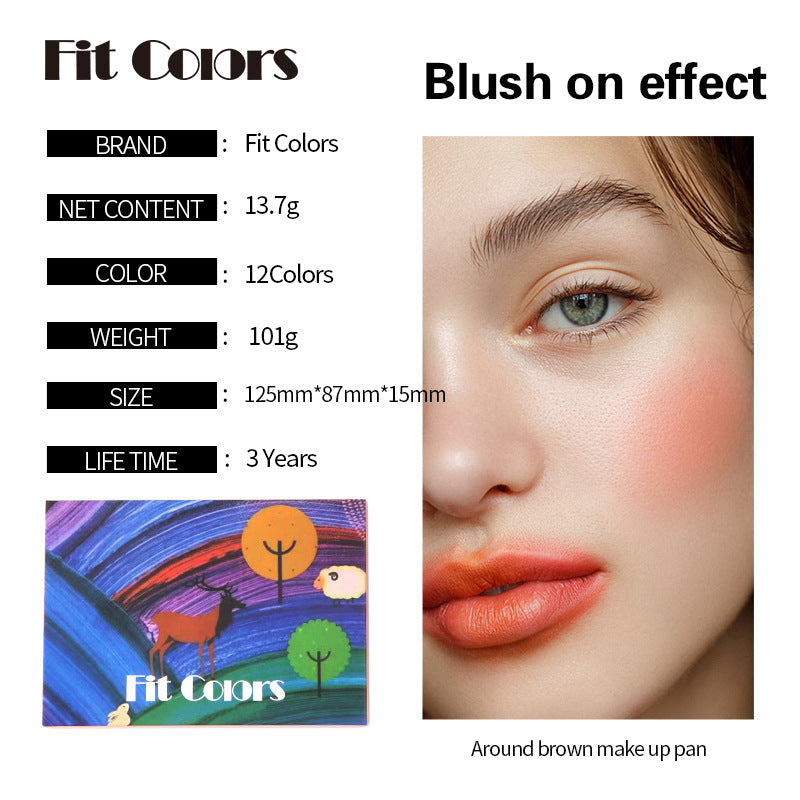 12-Color Makeup Palette for Warm Eye and Face Looks