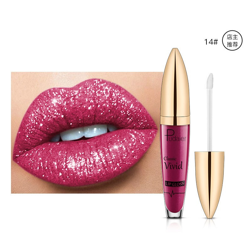 Lip Gloss — Diamond Glitter, Vivid High-Shine Color