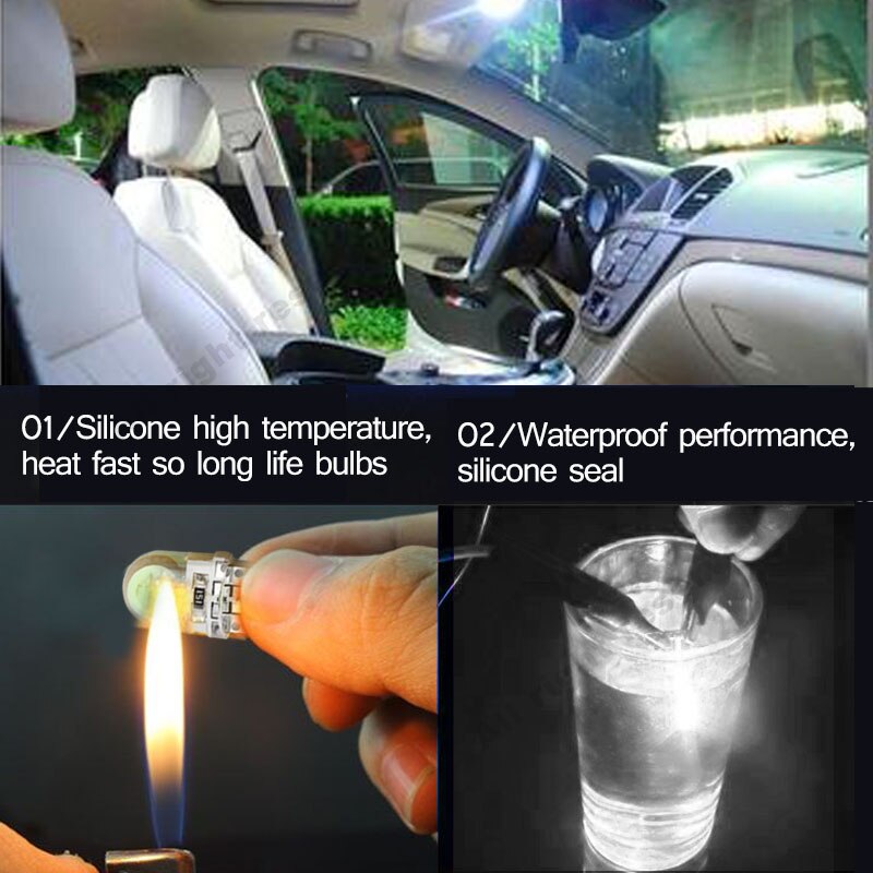 T10 LED Bulbs — 10-Pack Cold White 194 W5W Super Bright