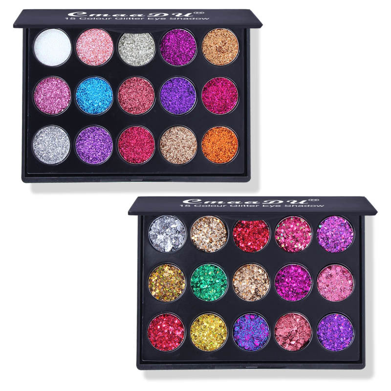 15-Color Glitter Eyeshadow Palette for Bold Eye Looks