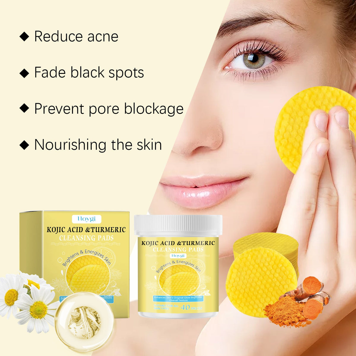 Turmeric Kojic Acid Cleansing Pads for Brighter Skin