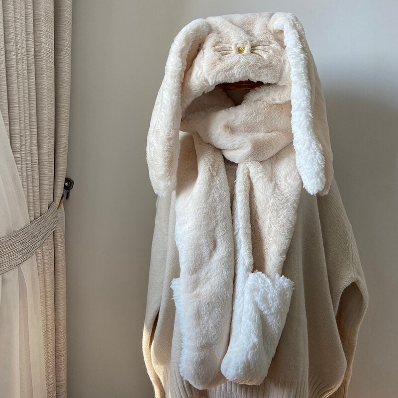 Bunny Ear Hooded Scarf Set — Cute 3‑in‑1 Winter Accessory