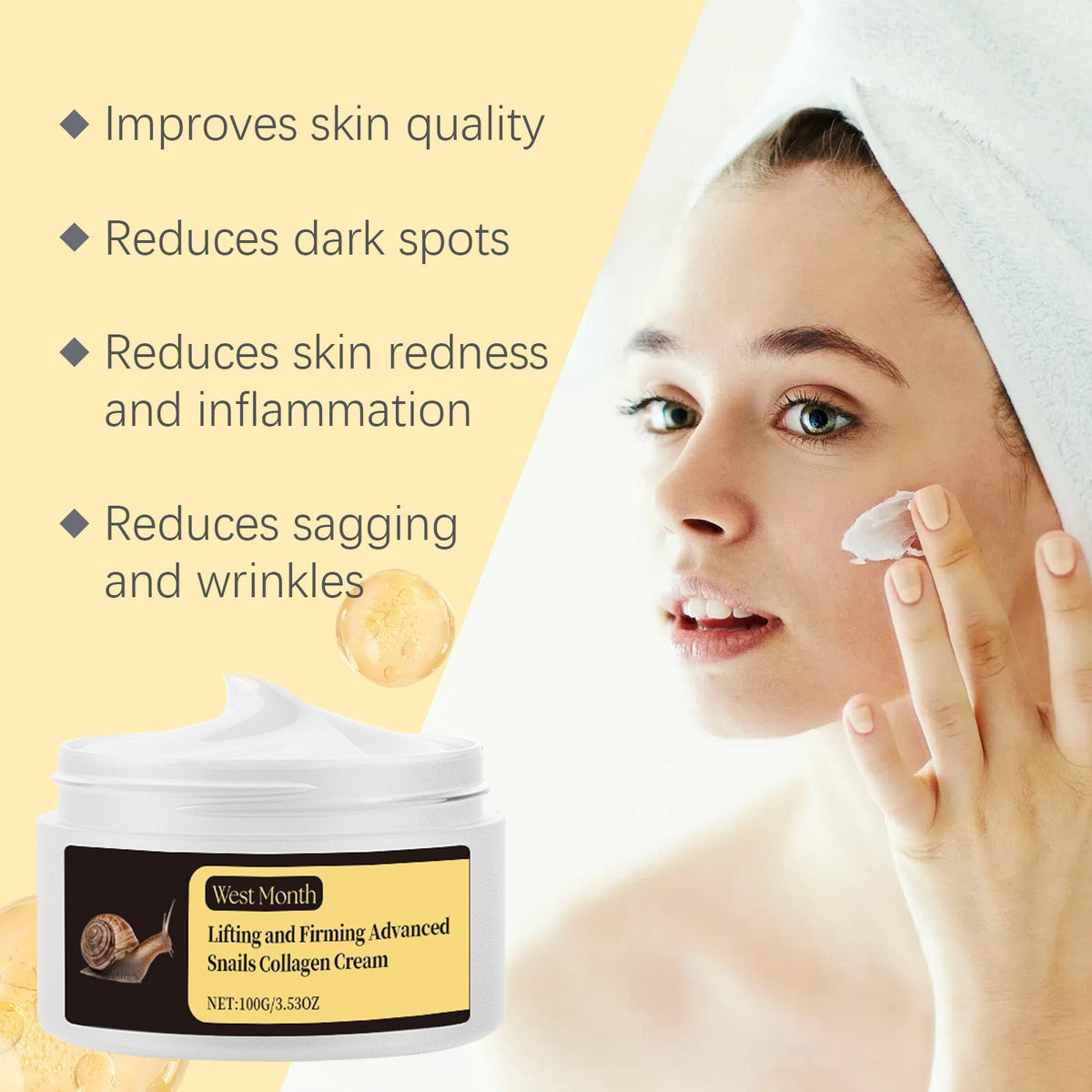 Snail Collagen Firming Cream for Dry, Sagging Skin