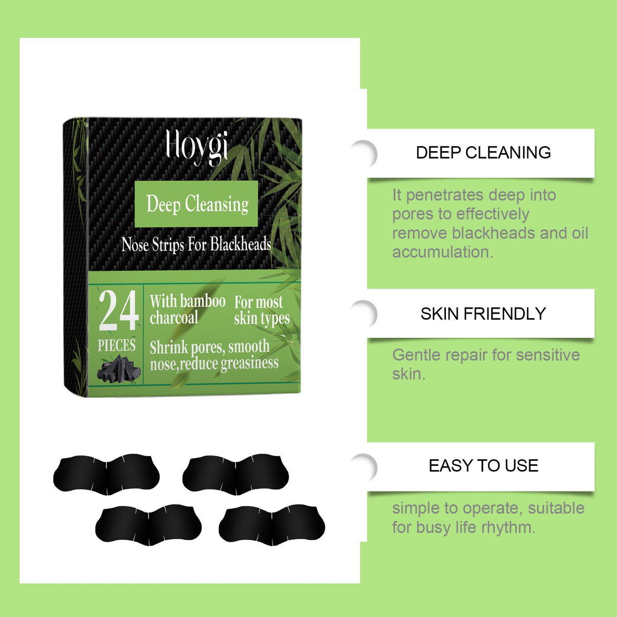 Bamboo Charcoal Nose Strips for Blackhead Removal