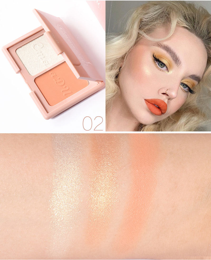 Two-Tone Blush Highlighter Palette for Sculpted Glow