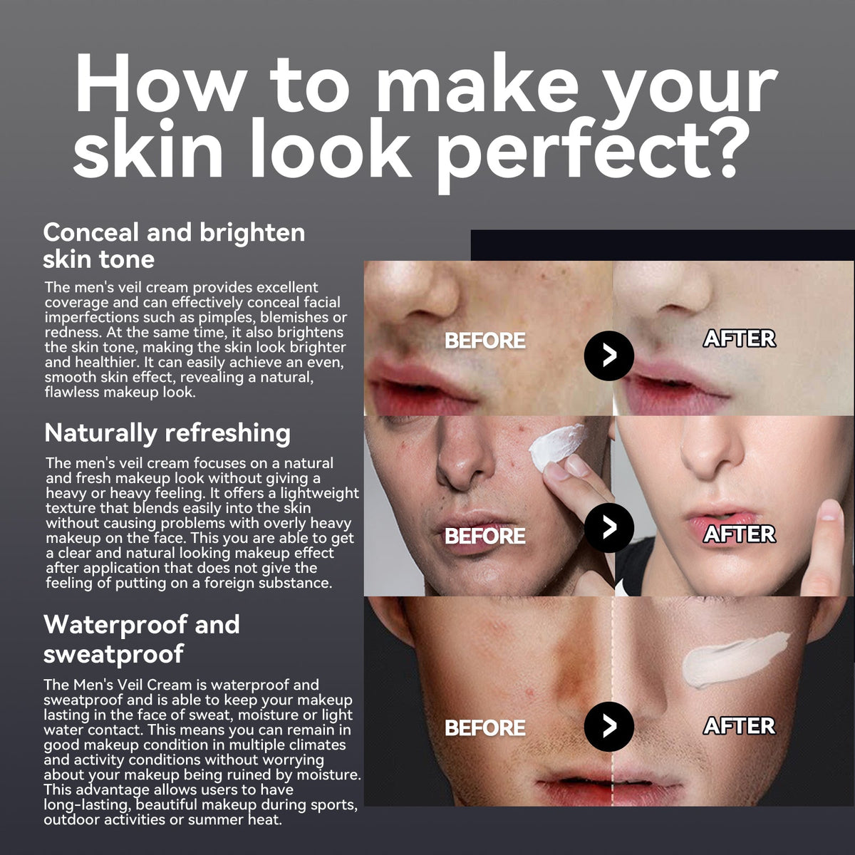 Men's Tinted Cream Concealer for Acne & Uneven Skin Tone