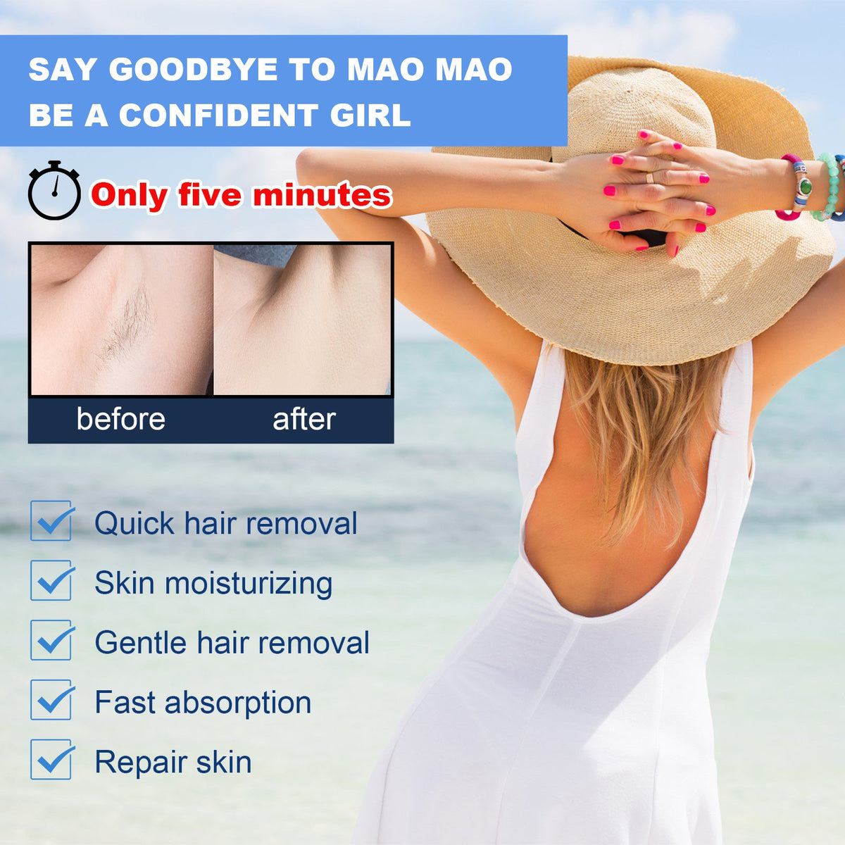 Painless Hair Removal Cream, Gentle Hair Removal Without Bla