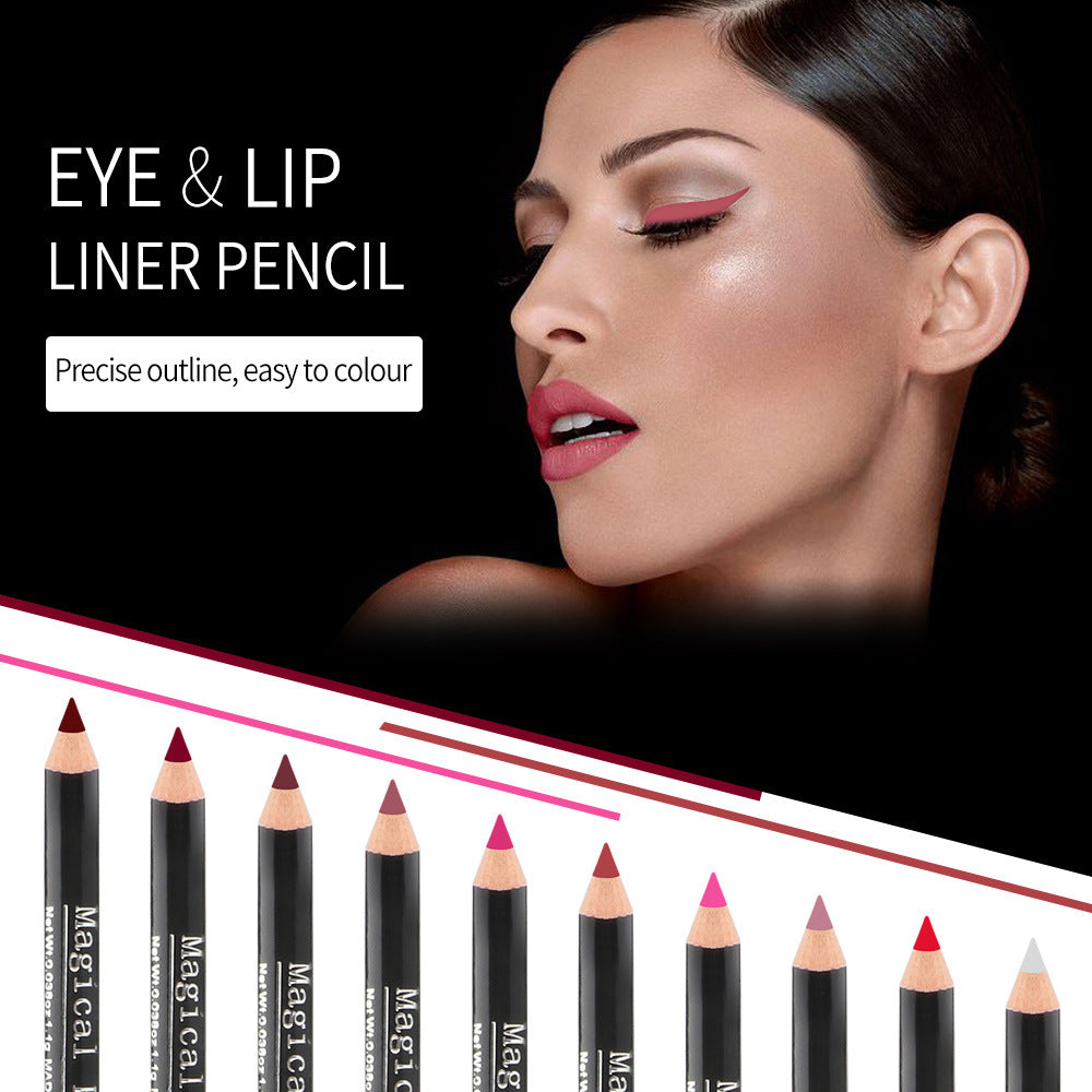 Waterproof Lip Liner & Eyeliner 10-Color Pencil Set