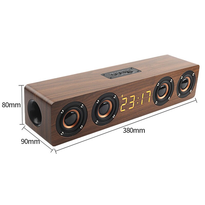 Wooden Bluetooth Speaker with Alarm Clock — Premium Sound