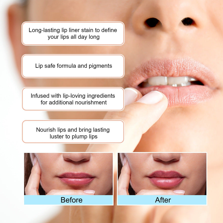 Waterproof Lip Liner Pen for Fuller-Looking Glossy Lips