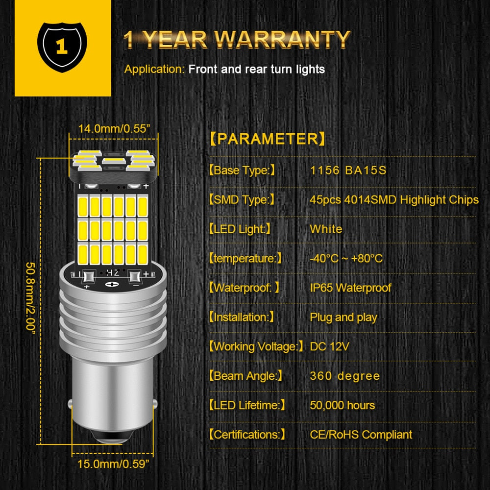 P21W 1156 BA15S LED Bulbs — 50,000‑Hr Error‑Free Brilliance