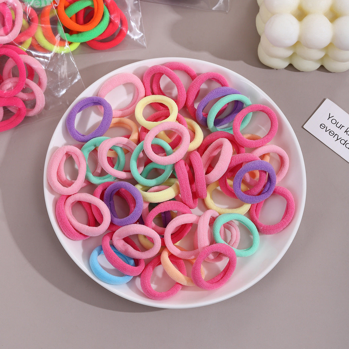 Children's Hair Loops: 50 Colorful 3cm Hair Ties