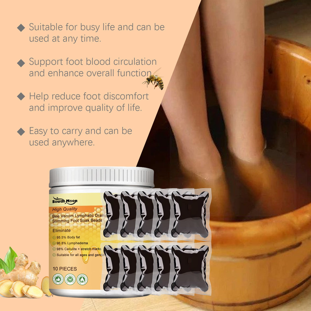 Bee Venom Foot Soak Gel for Tired, Swollen Feet Relief