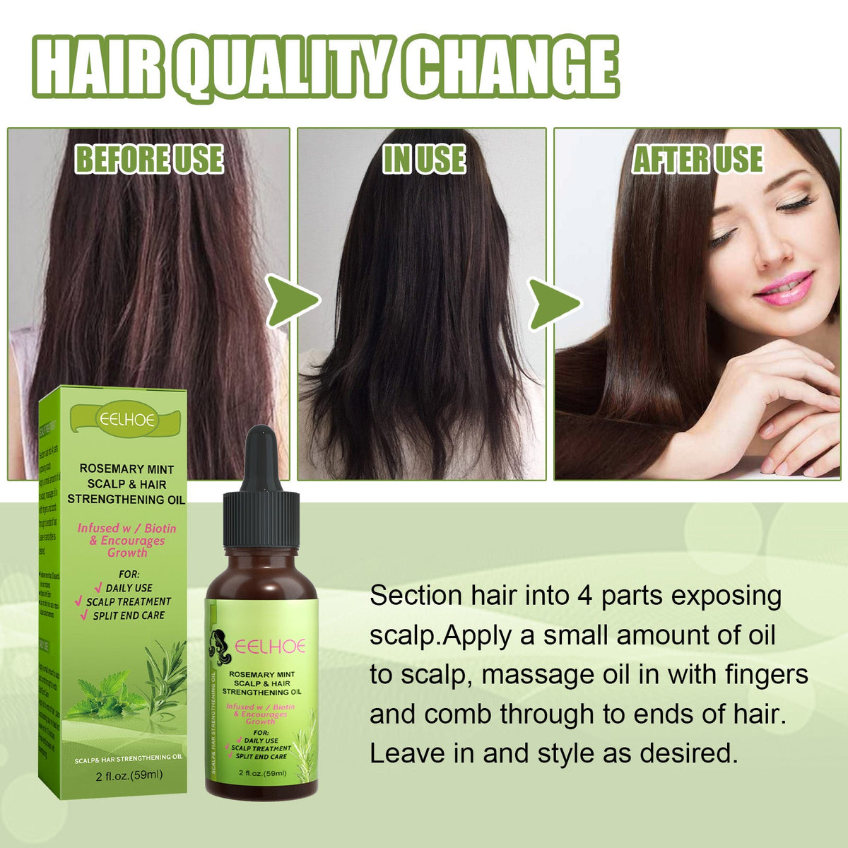 Rosemary Mint Hair Oil for Scalp and Split End Care