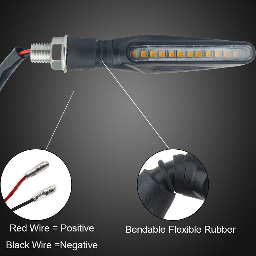 Motorcycle LED Turn Signals — Flowing Water Effect, IP68