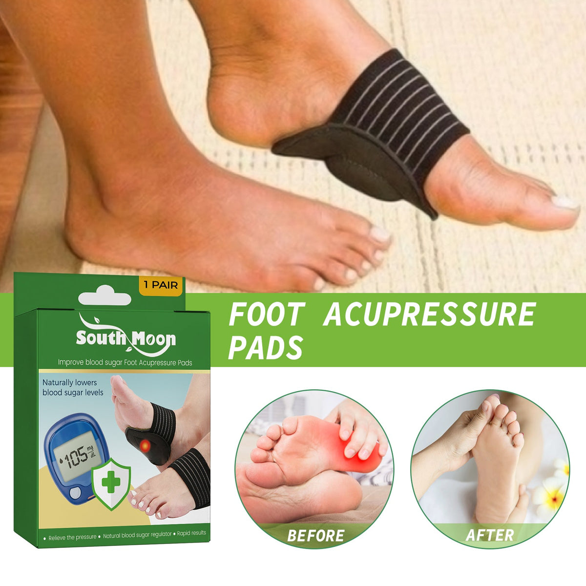 Acupressure Foot Pads — Naturally Lower Blood Sugar & Heel Relief