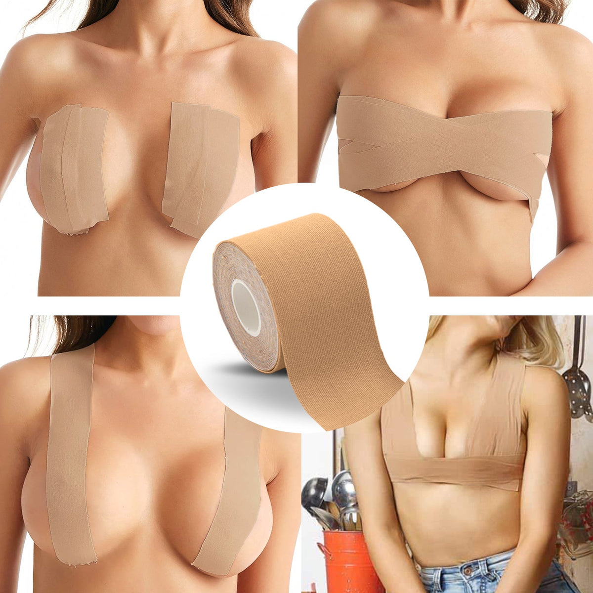 Boob Tape for Backless & Low-Cut Outfits, Waterproof Lift