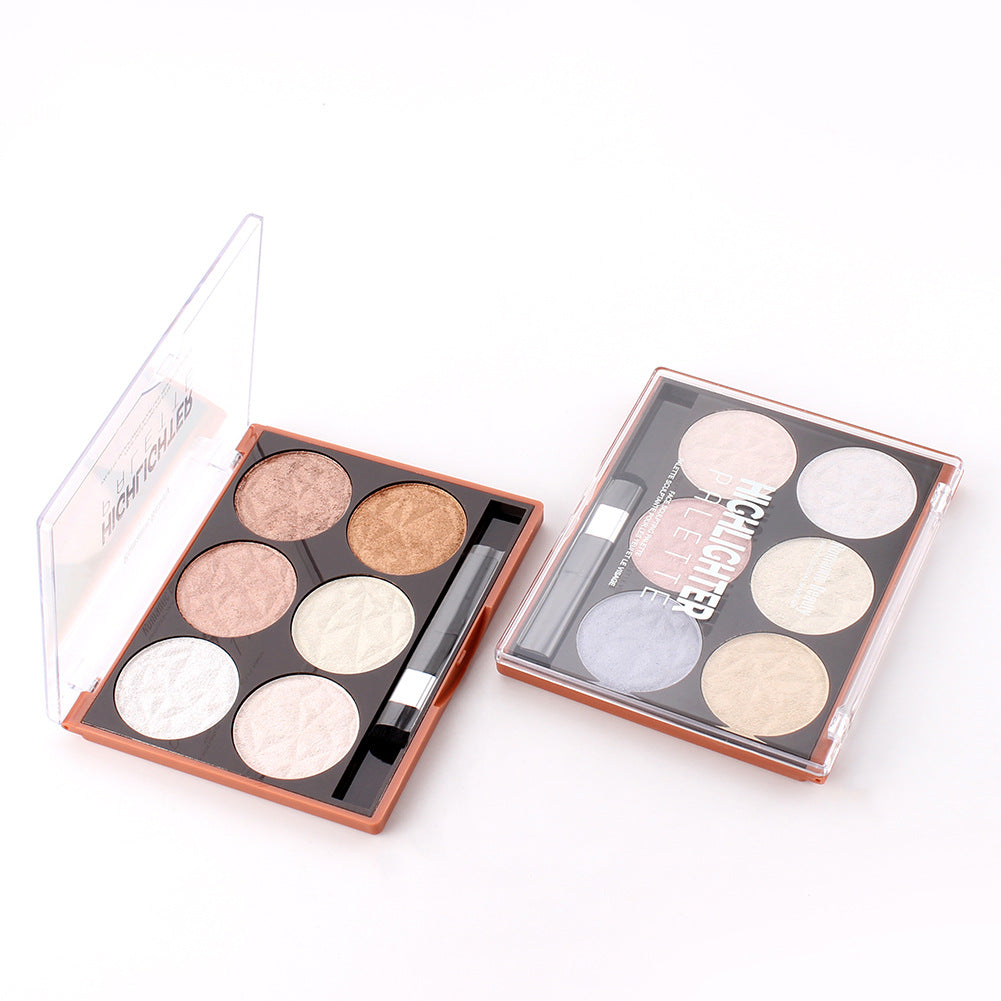6-Color Pearl Highlighter Palette for Luminous Glow