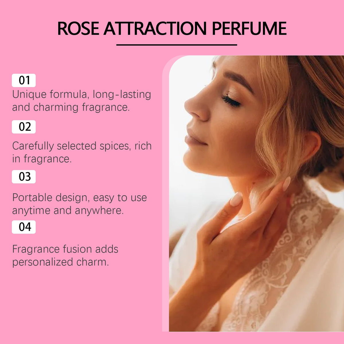 Travel-Size Rose Perfume for Women, Long-Lasting Charm