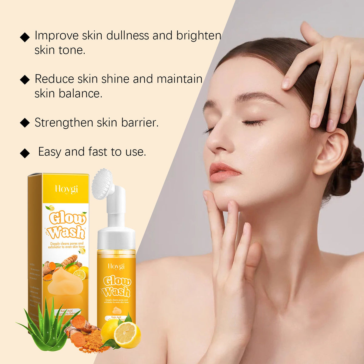 Turmeric Kojic Acid Cleanser With Built-In Brush
