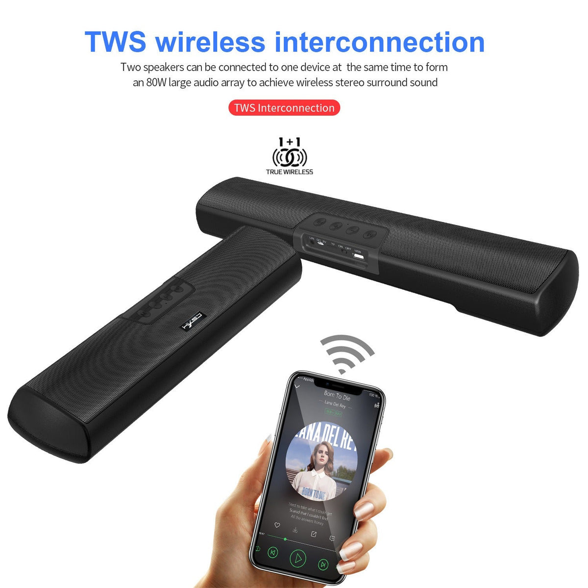 Bluetooth 5.0 Soundbar Speaker — Wall‑Mounted Bass Cannon