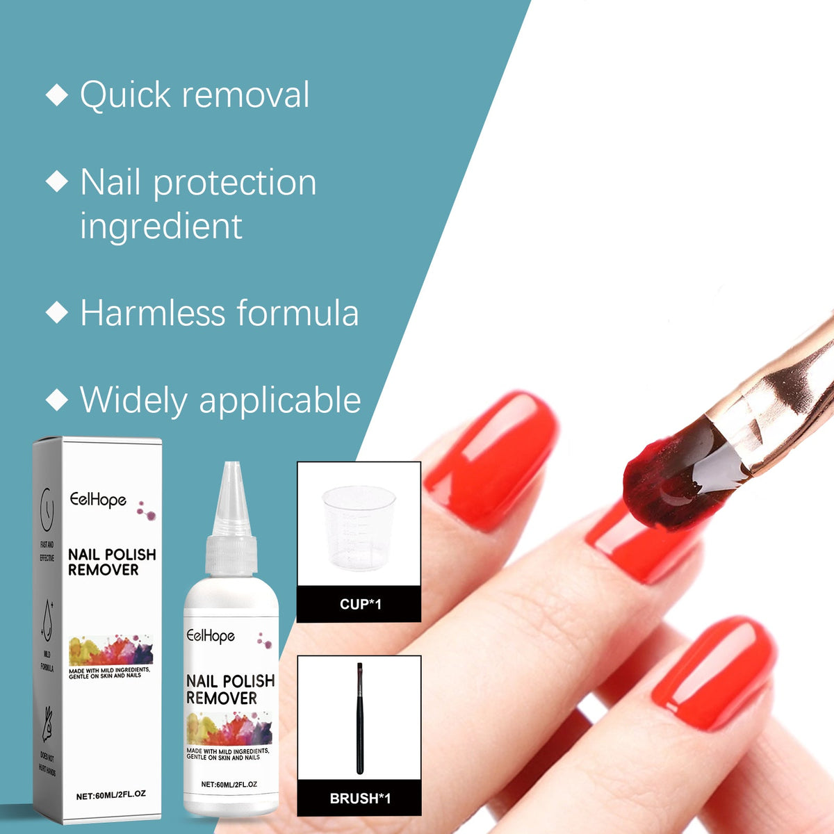 Gentle Gel Polish Remover with Soak Cup & Brush Kit
