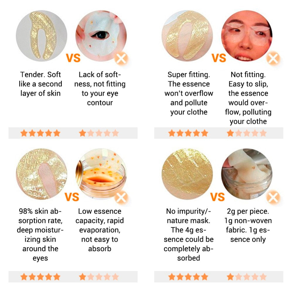 Gold Hydrogel Eye Patches for 15-Minute Eye Refresh