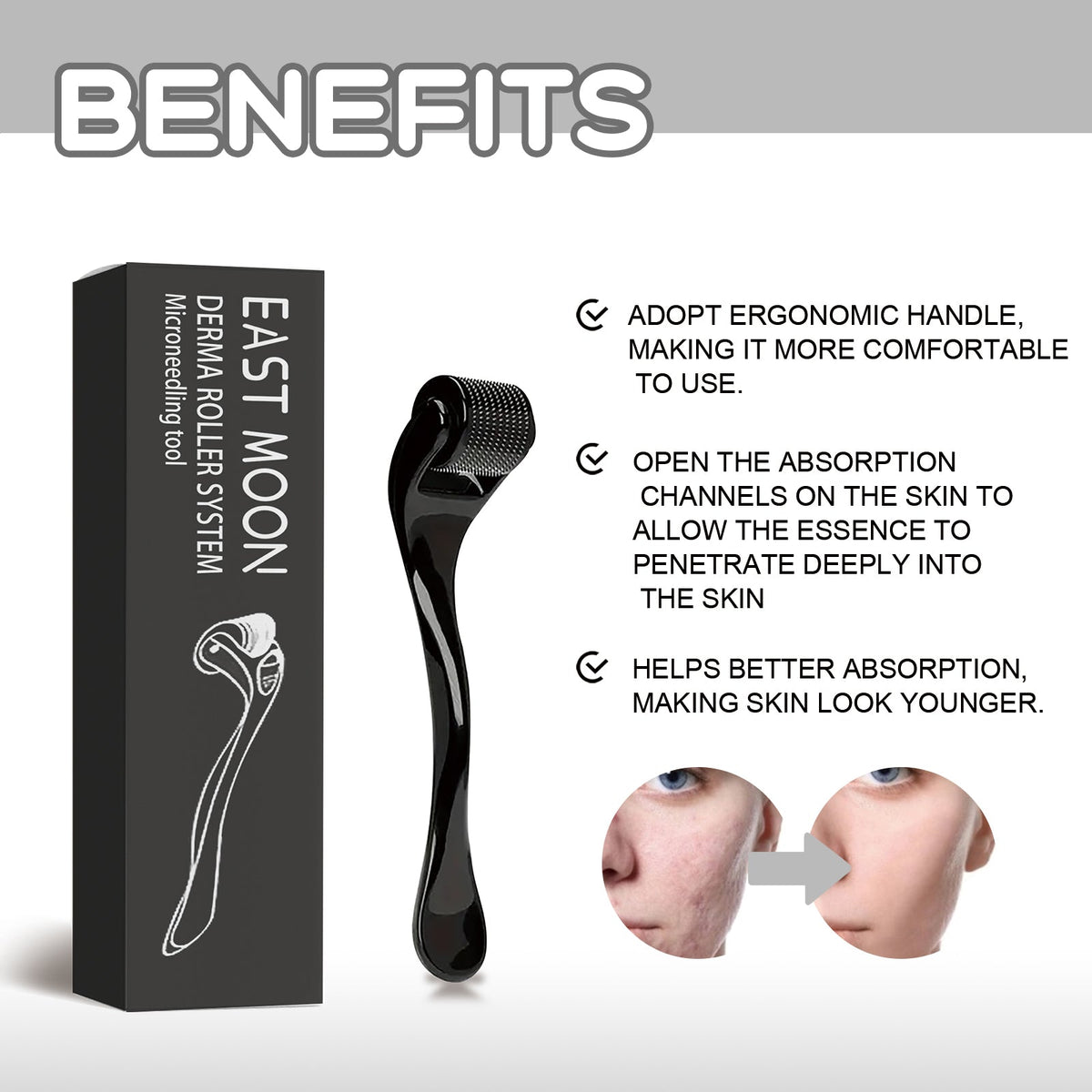 Microneedle Face Roller for Fine Lines & Acne Marks