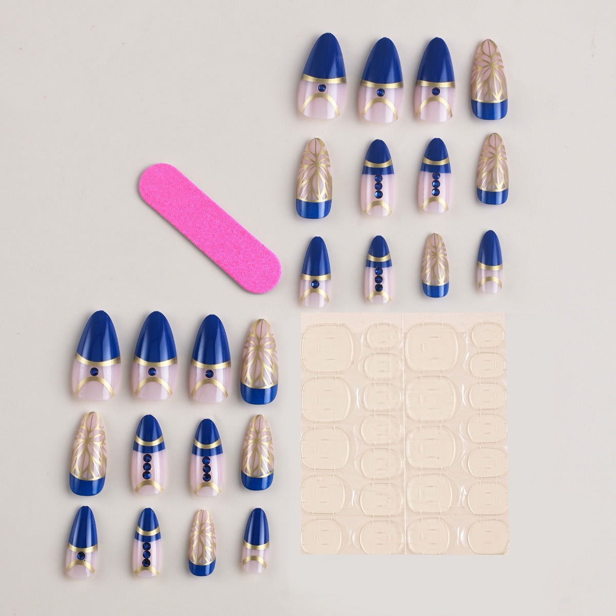 Palace Diamond Press-On Nails — 24-Piece Gold Foil Set