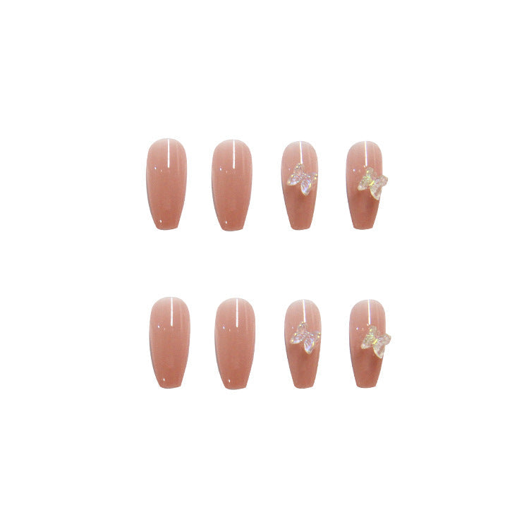 Butterfly Press-On Nails for Glossy Coffin Glamour