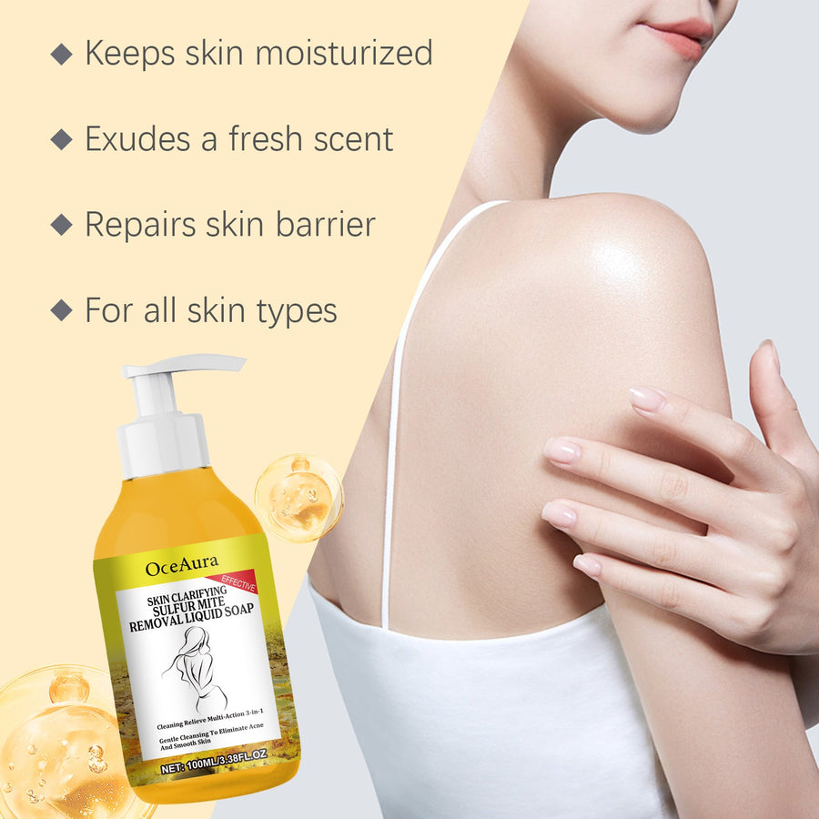 Sulfur Body Wash for Acne, Mites & Clear Smooth Skin