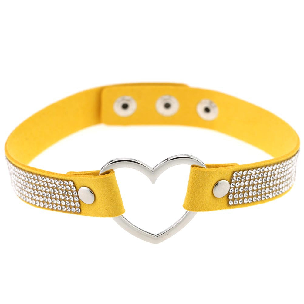Rhinestone Heart Choker — Statement Harajuku Collar in 10