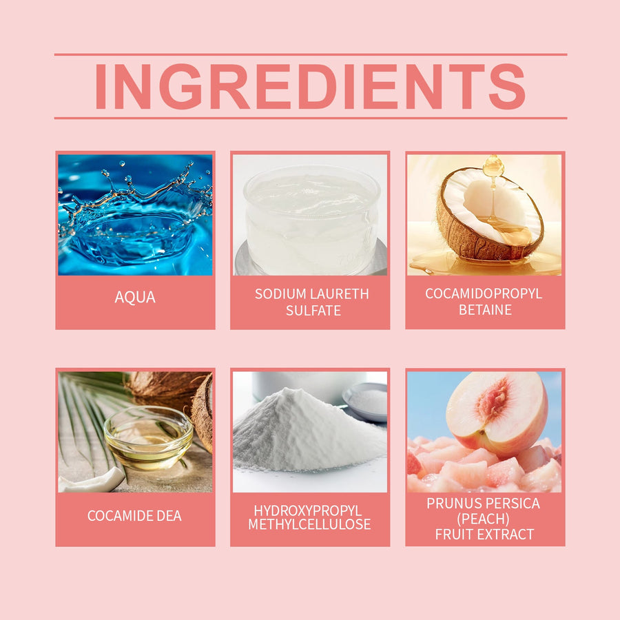 White Peach Fragrance Shampoo for Smooth, Frizz-Free Hair