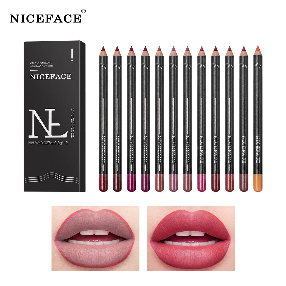 12-Color Matte Lip Liner Pencils for Precise Definition