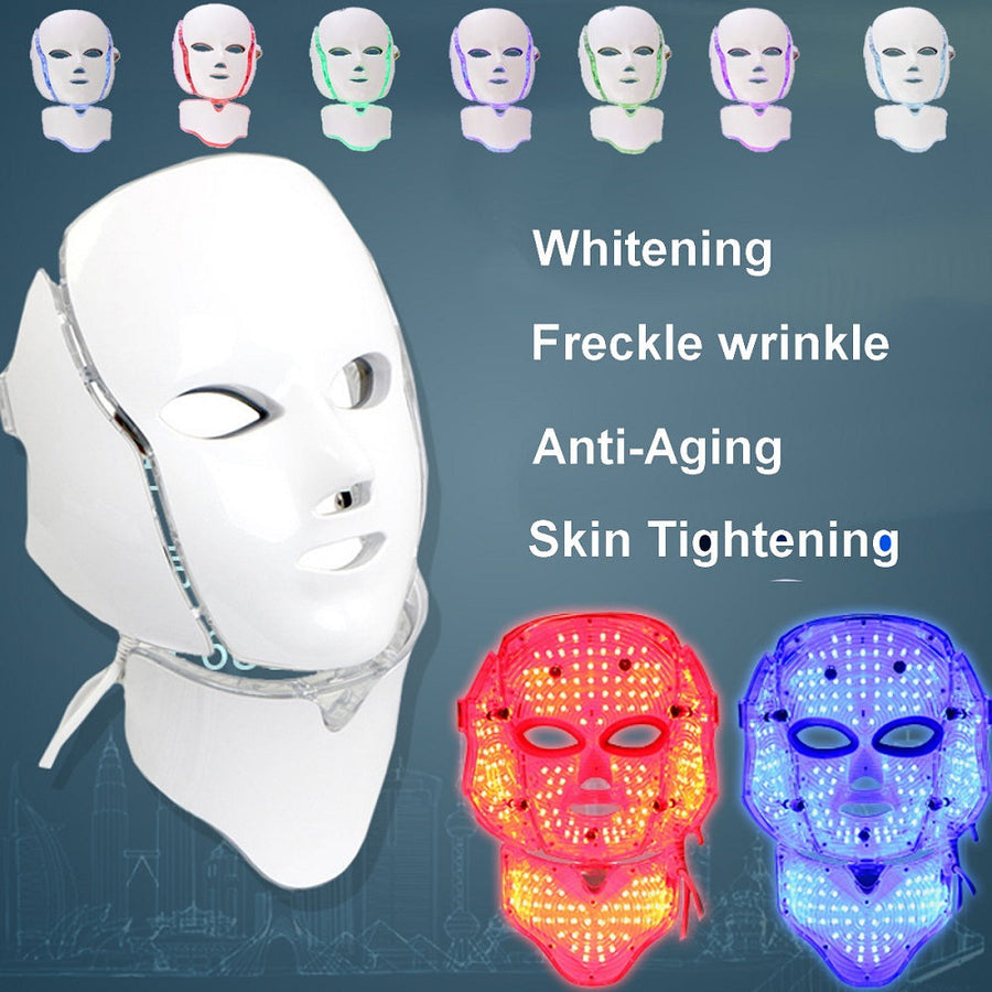 7-Color LED Face and Neck Mask for At-Home Skincare